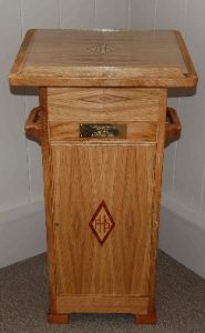 The lectern crafted by Ian Westlake for the Heritage Room in memory of Enid Johnson.