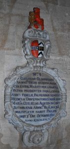 Memorial plaque to the Oldisworth family in St Mary’s Church in Fairford.